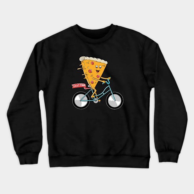 Pizza bicycle Fast Food Crewneck Sweatshirt by coffeeman